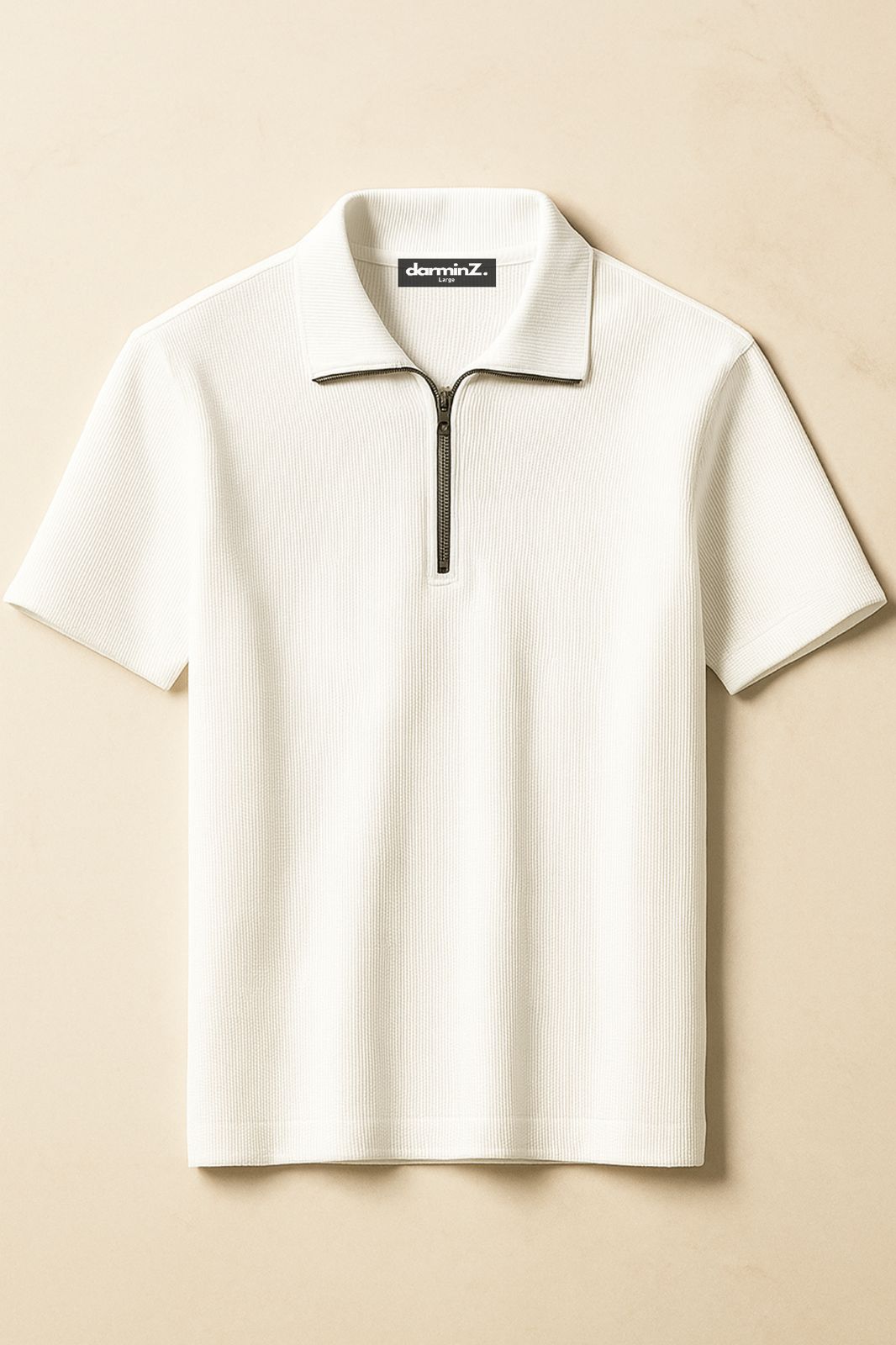 Waffle Zipper Polo
