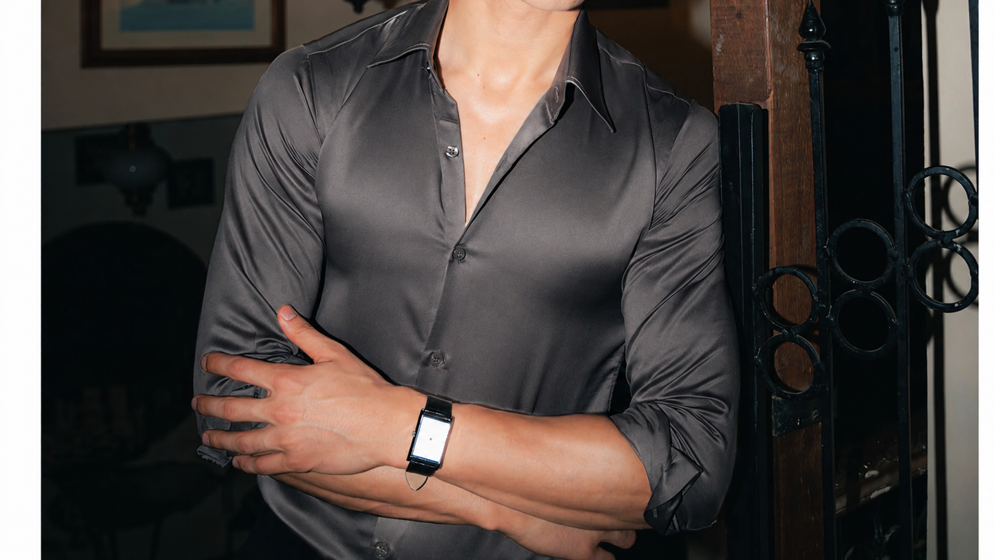 Grey Diamond Satin Shirt | Limited Drop