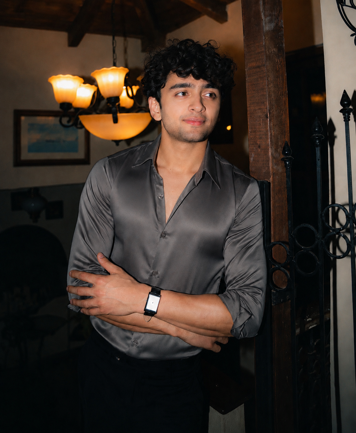 Grey Diamond Satin Shirt | Limited Drop