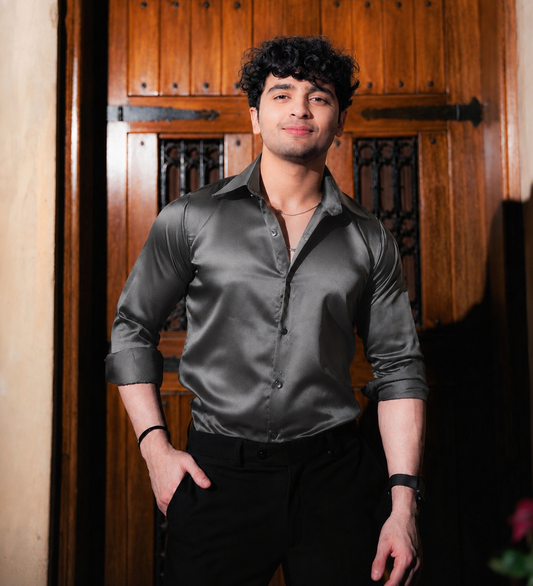 Grey Diamond Satin Shirt | Limited Drop